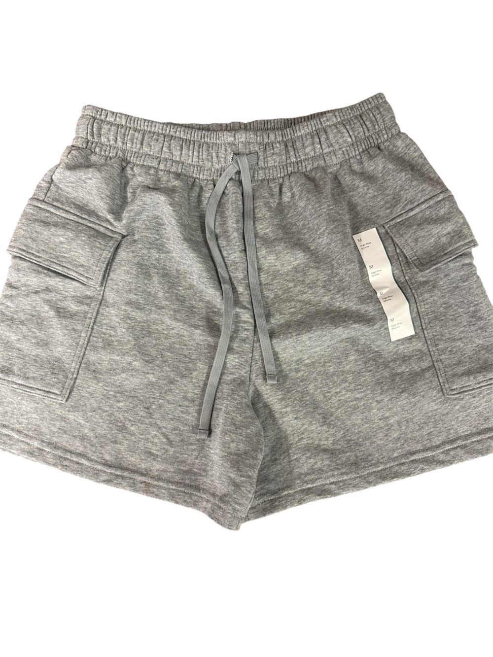 NWT WILD FABLE HIGH-RISE ATHLEISURE BREATHABLE CARGO PICKETS GRAY SHORTS MEDIUM